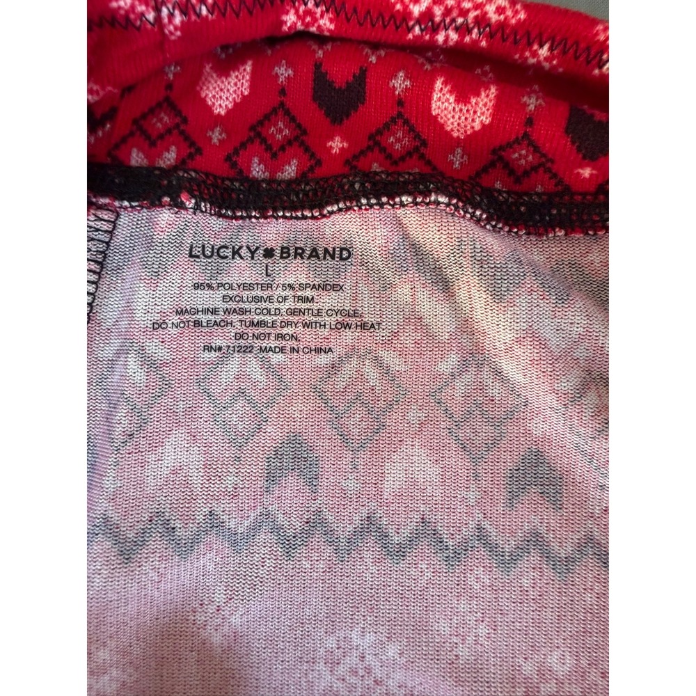 Lucky Brand Womens Red Winter Snow Pajama Set Long Sleeve Top Leggings Size L - Picture 8 of 10